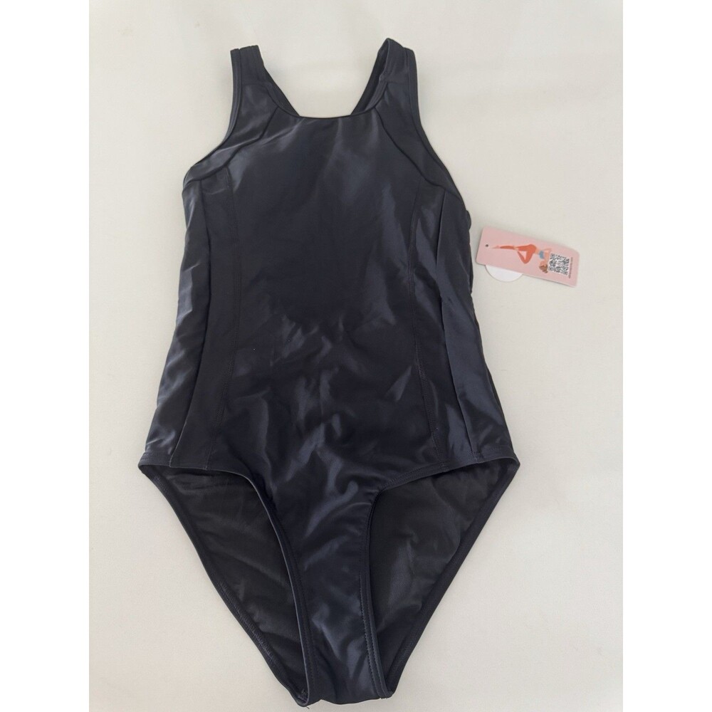kids youth Teen Swimwear Racerback  Light-Moderate Black Training Swimwear Sz 12